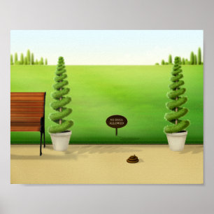 Poster "Pas de chien autorisé" Drôle Poo de chien dans le