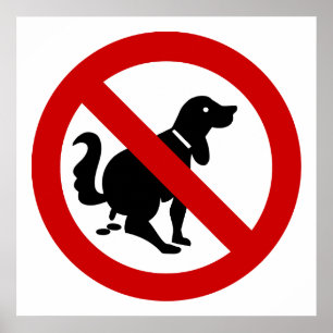 Poster Pas de déjections canines ⚠ Panneau thaï ⚠