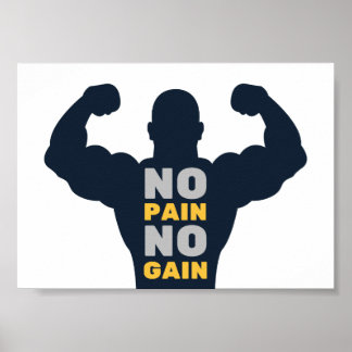 Poster Pas de douleur Pas de gain Bodybuilder Gym Motivat