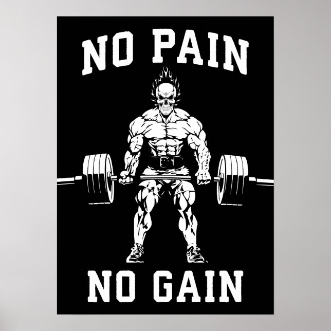 Poster Pas de douleur, pas de gain - Gym entraînement Mot (Devant)