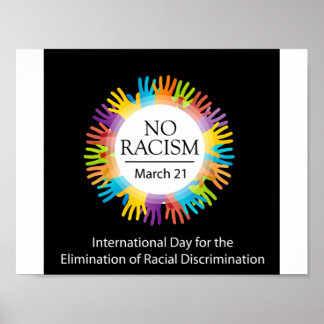 Poster Pas de graphisme raciste aux mains colorées