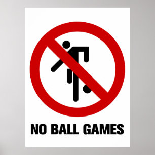 Poster Pas de jeux de balle ⚠ Panneau du parc thaï ⚠