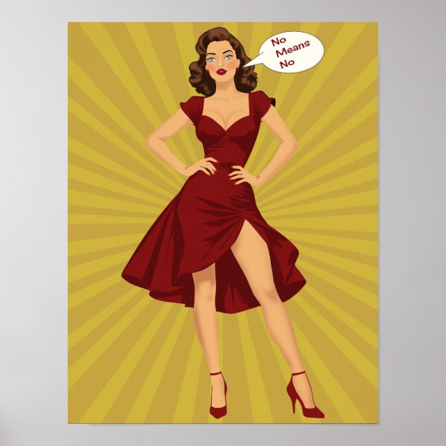 Poster "Pas de moyens non" Feminist Pin-Up Girl - Art Rét (Devant)