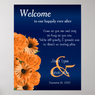 Poster Pas de plan de siège - Beau Rose orange et bleu