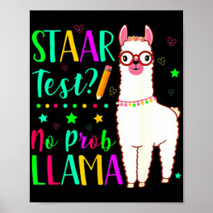 Poster Pas de Prob Llama Funny Enseignant Test d'examen J