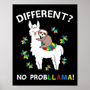 Poster Pas de problème Llama Sloth Puzzle Cool Autisme Aw