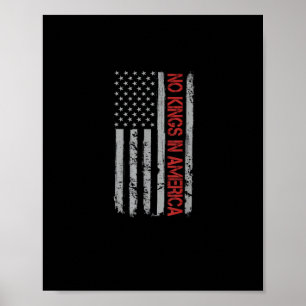 Poster Pas de rois en Amérique Drapeau américain Style Ré