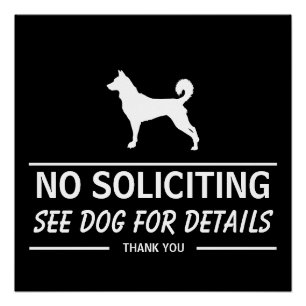 Poster Pas de sollicitation, voir le chien pour les détai
