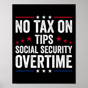 Poster Pas de taxe sur les pourboires Sécurité sociale He