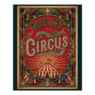 Poster Pas mon cirque ! Monsieur Loyal Rouge et Or