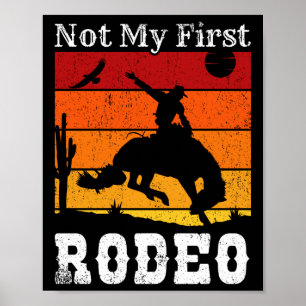 Poster Pas mon premier Rodéo Cowboy Cowgirl Coucher du so
