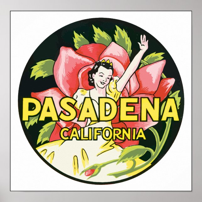 Poster Pasadena Californie, Vintage (Devant)