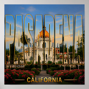 Poster Pasadena Californie Voyage en Californie du Sud