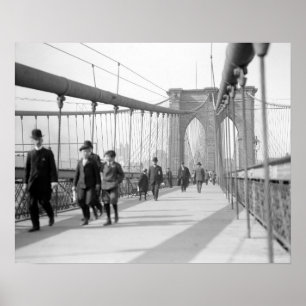 Poster Passants du pont de Brooklyn, 1909. Photo vintage