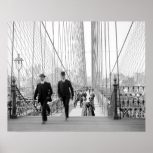 Poster Passerelle du pont de Brooklyn, 1905. Photo ancien