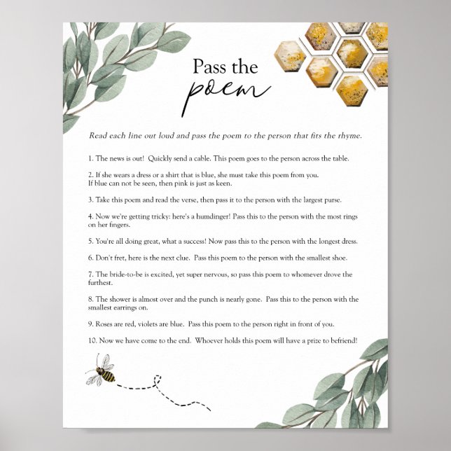 Poster Passez la Fête des mariées Poem Bee & Eucalyptus J (Devant)