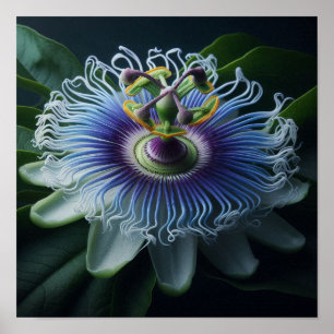 Poster Passiflore bleue mystique dans une lumière dramati