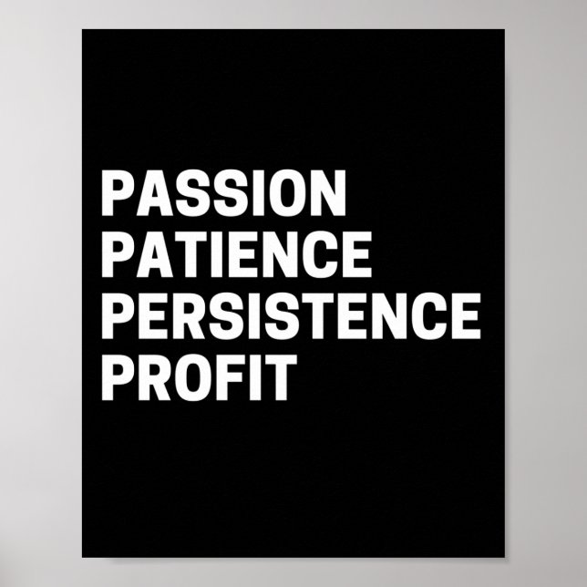 Poster Passion Patience Persistance Profit Inspiration (Devant)