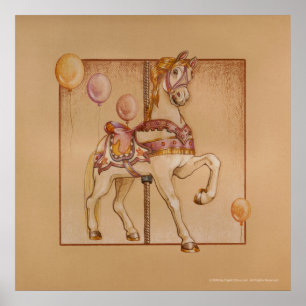 POSTER PASSION ROSE CAROUSEL HORSE