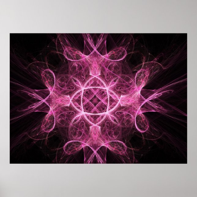 Poster passionné rose fractal (Devant)