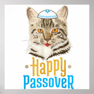 Poster Passover Happy Passover Cat Funny Seder Jewish