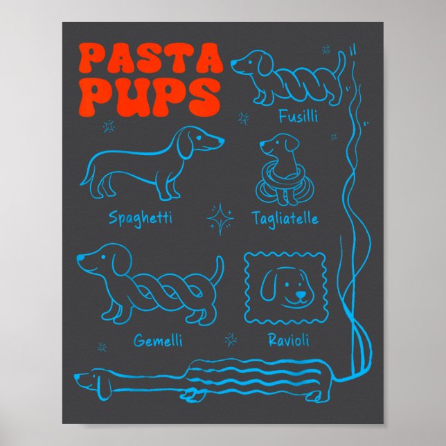 Poster Pasta P Funny Dachshund Wiener Dog Pasta Foodie Do (Devant)