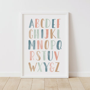 Poster Pastel Alphabet ABC Girl Nursery Décor