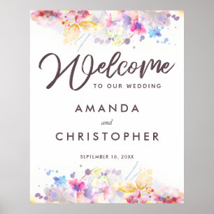 Poster Pastel Aquarelle Floral Mariage d'accueil