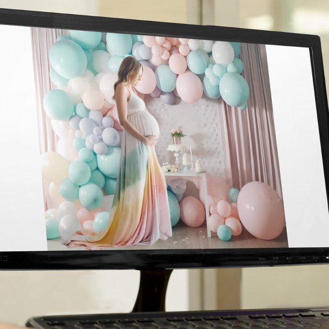 Poster Pastel Baby shower Balloon Photographie Arrière -  (Créateur téléchargé)