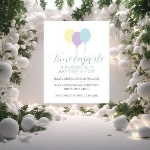 Poster Pastel ballons lilas 1er Anniversaire heure Capsul