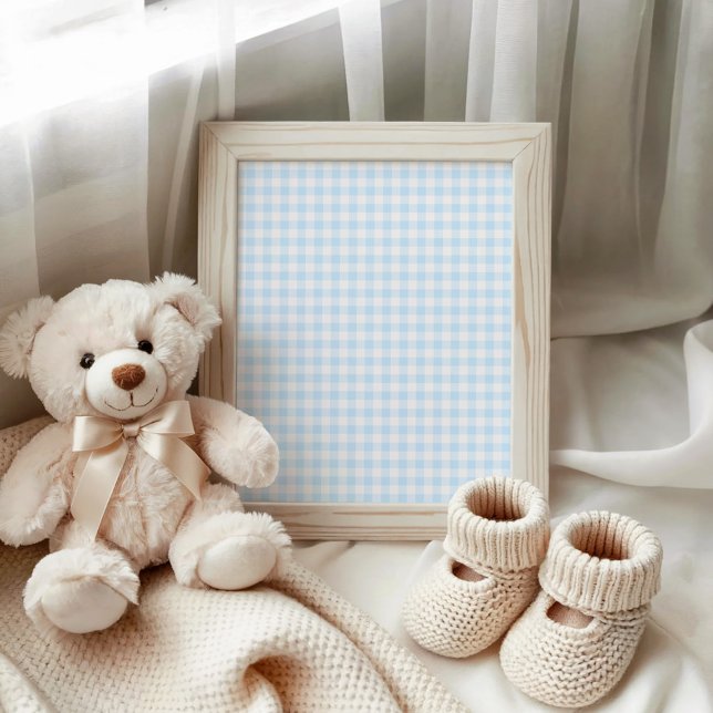 Poster Pastel bleu et blanc En vichy (Pastel Blue and White Gingham Poster)