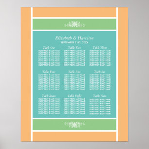 Poster Pastel Block - Tropical Colours - Seating Chart