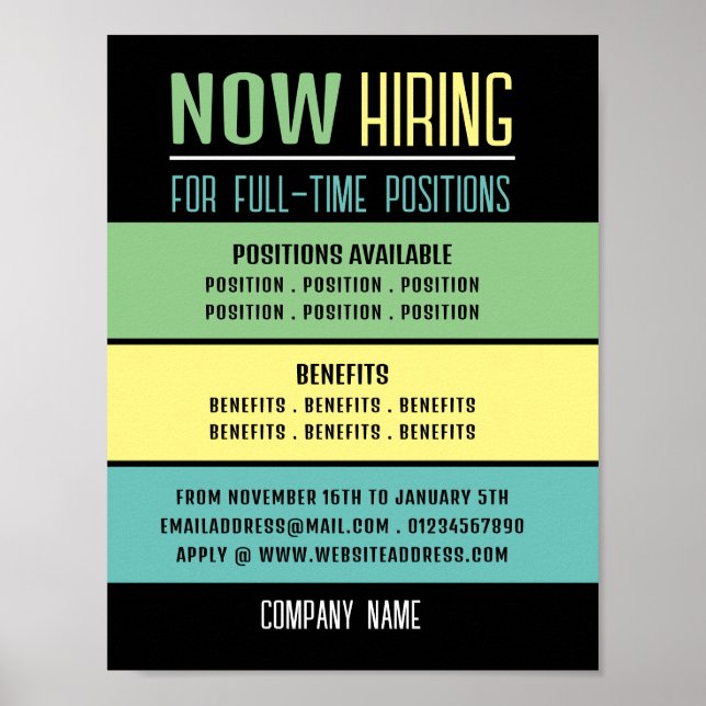 Poster Pastel Blocs Emploi Vacance Recrutement Publicité (Devant)
