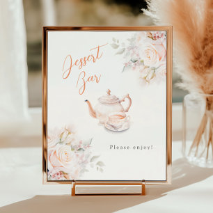 Poster Pastel Blooms Brive Tea Party Dessert Bar