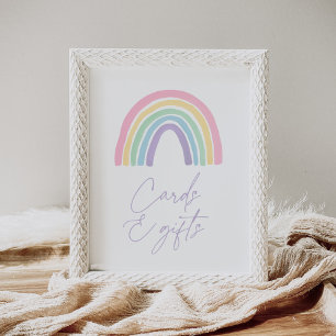 Poster Pastel Boho Rainbow Baby showers cartes et cadeaux