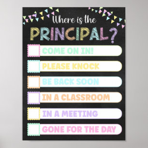 Poster Pastel Chalkboard Où est le panneau principal de l