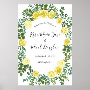 Poster Pastel clair Peony et Rose Floral Mariage