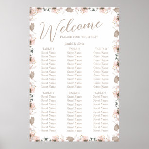 Poster Pastel Color Floral Mariage Cartes de sièges