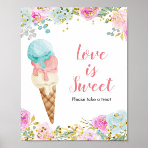 Poster Pastel Crème glacée Aquarelle L'amour est doux Sig