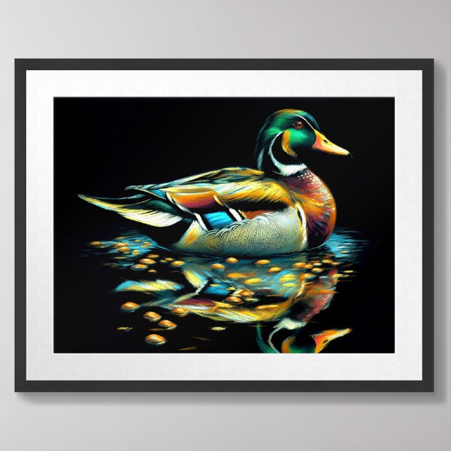 Poster Pastel Dessin de canard sur l'eau (Créateur téléchargé)
