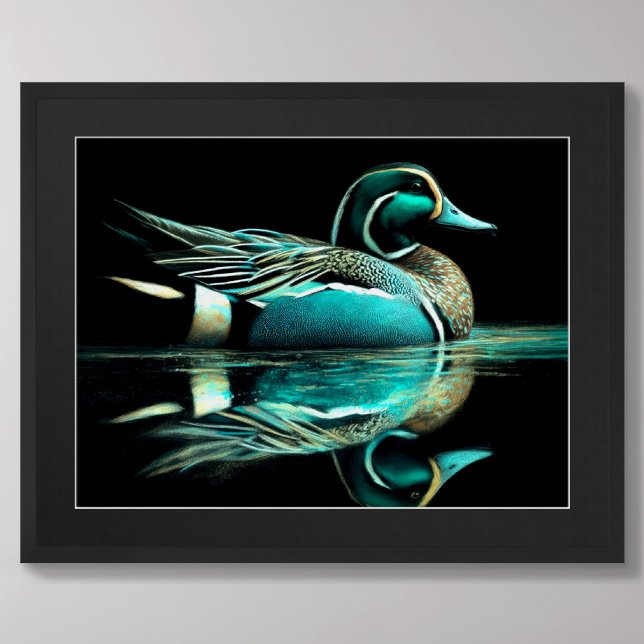 Poster Pastel Dessin de canard Turquoise sur l'eau (Créateur téléchargé)