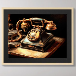 Poster Pastel Dessin de téléphone antique des années 1930