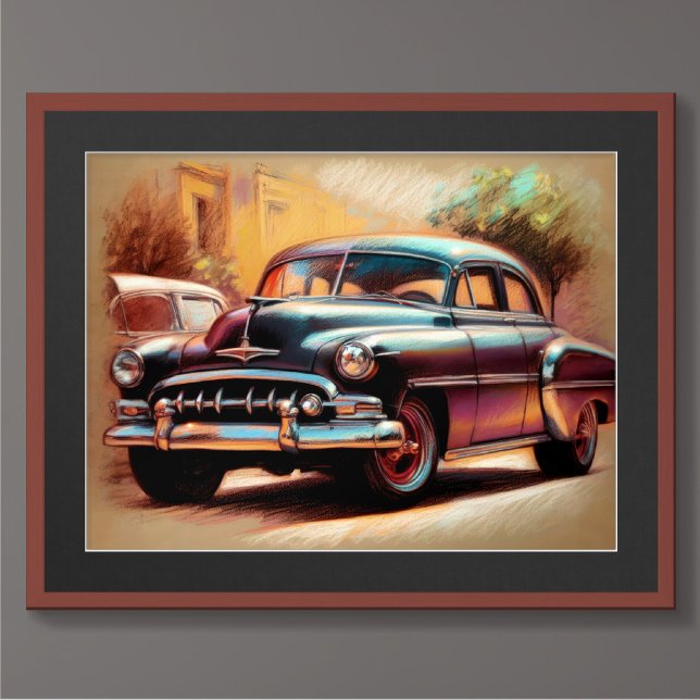 Poster Pastel Dessin Voiture Vintage 1950 (Créateur téléchargé)