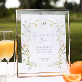 Poster Pastel Fleur sauvage Fête des mariées Mimosa Bar