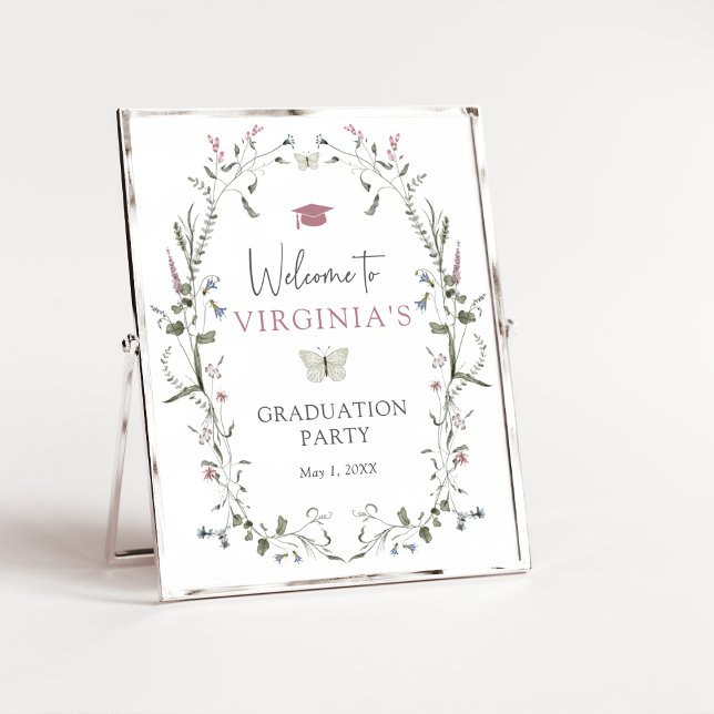 Poster Pastel Fleur sauvage Graduation (Pastel Wildflower Graduation Poster by Painted Paperie
)