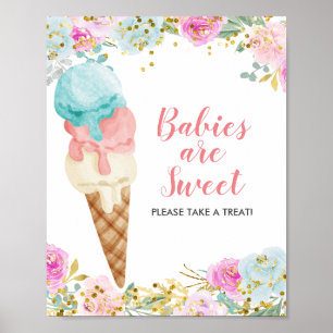 Poster Pastel Floral Bébés Sont Doux S'Il Vous Plaît Pren