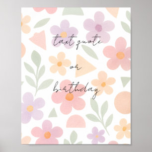 Poster Pastel Garden Delft - Motif Floral Minimaliste