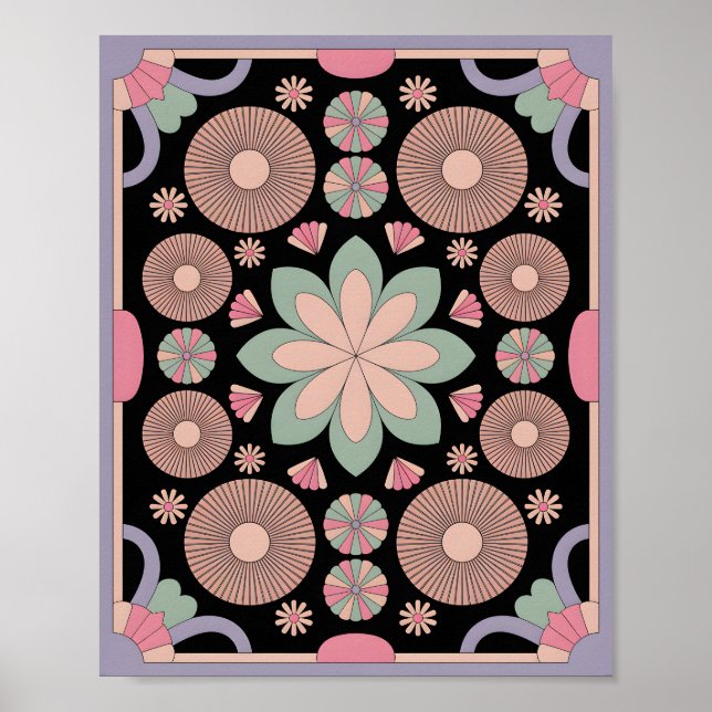 Poster Pastel Geometric Mandala Bloom (Devant)