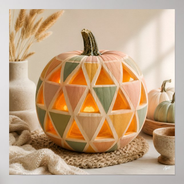 Poster Pastel Geometric Pumpkin (Devant)
