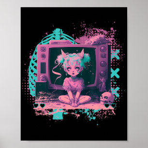 Poster Pastel Goth Kawaii Creepy Cute Menhera Sad Anime D